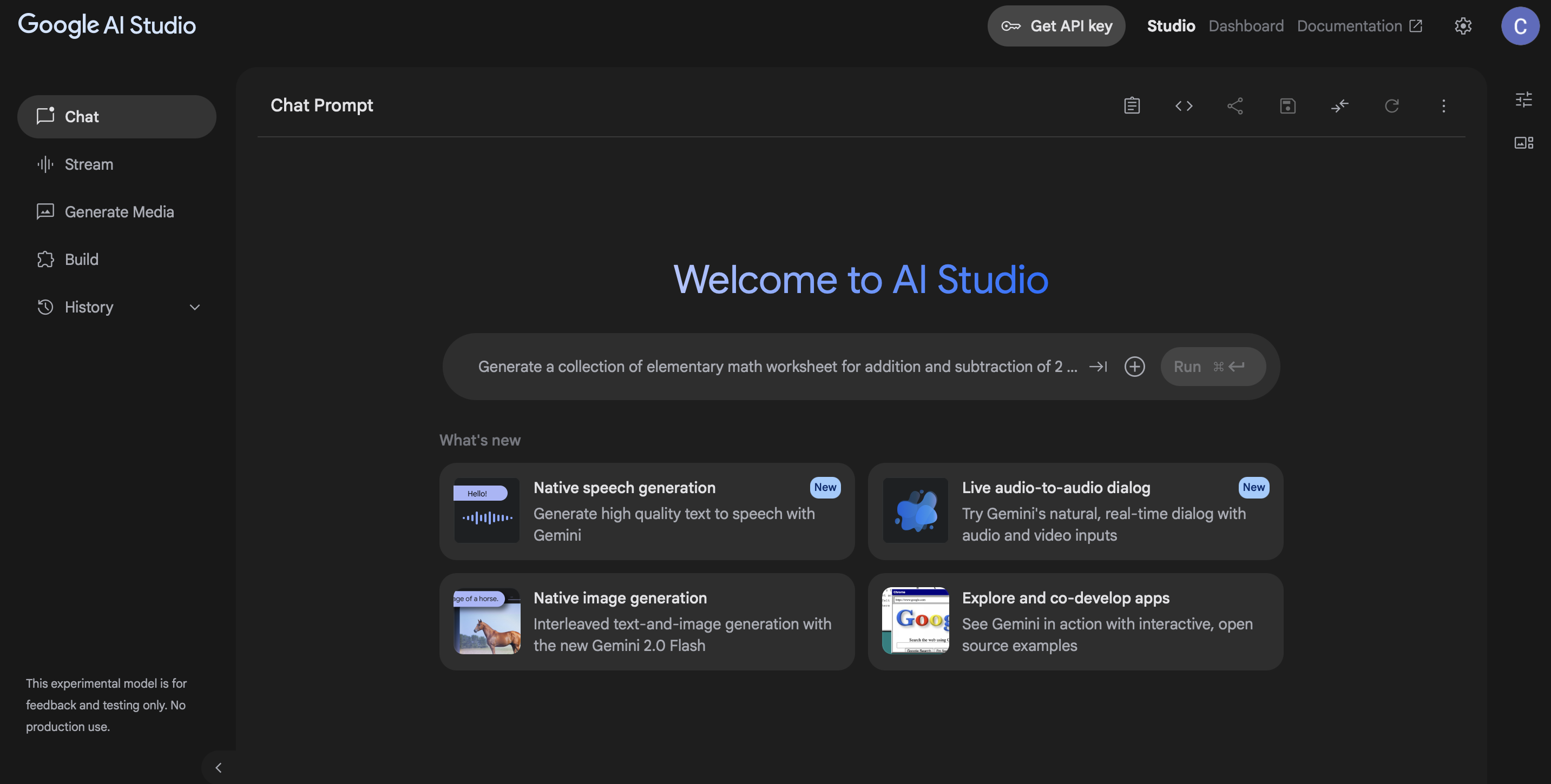 AI Studio Dashboard AI Studio Dashboard