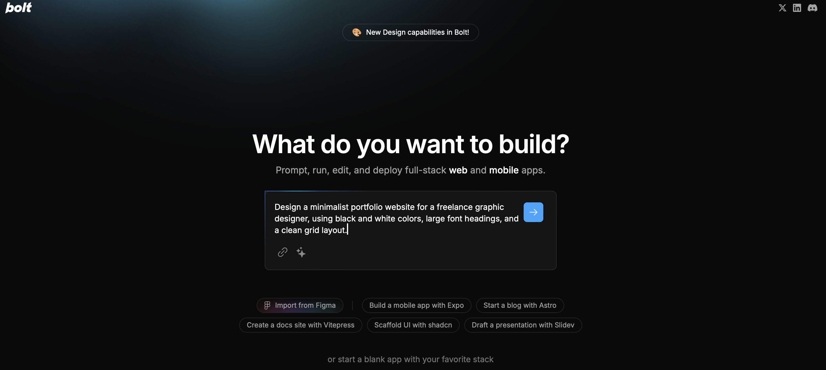 Library Access Bolt.new with an example prompt